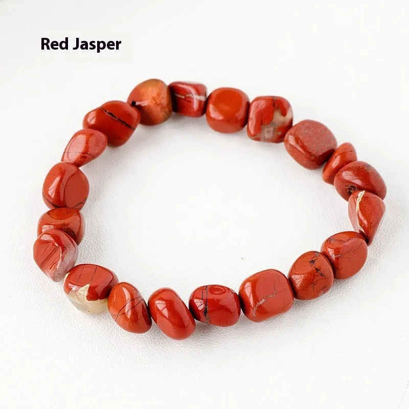Natural amethyst large particle gravel rolling stone bracelet on a plain background showing smooth rounded beads