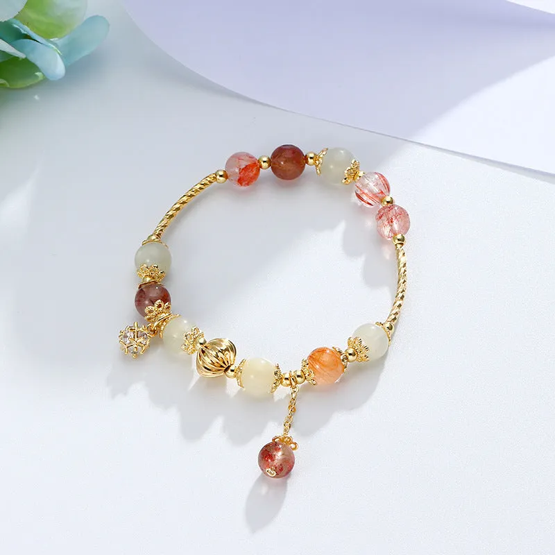 Women's natural hair crystal bracelet with copper tube and fringed zircon in flower shape colour hair crystal