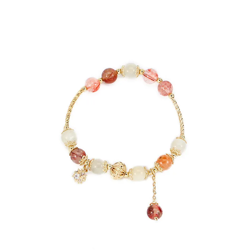 Women's natural hair crystal bracelet with copper tube and fringed zircon in flower shape colour hair crystal