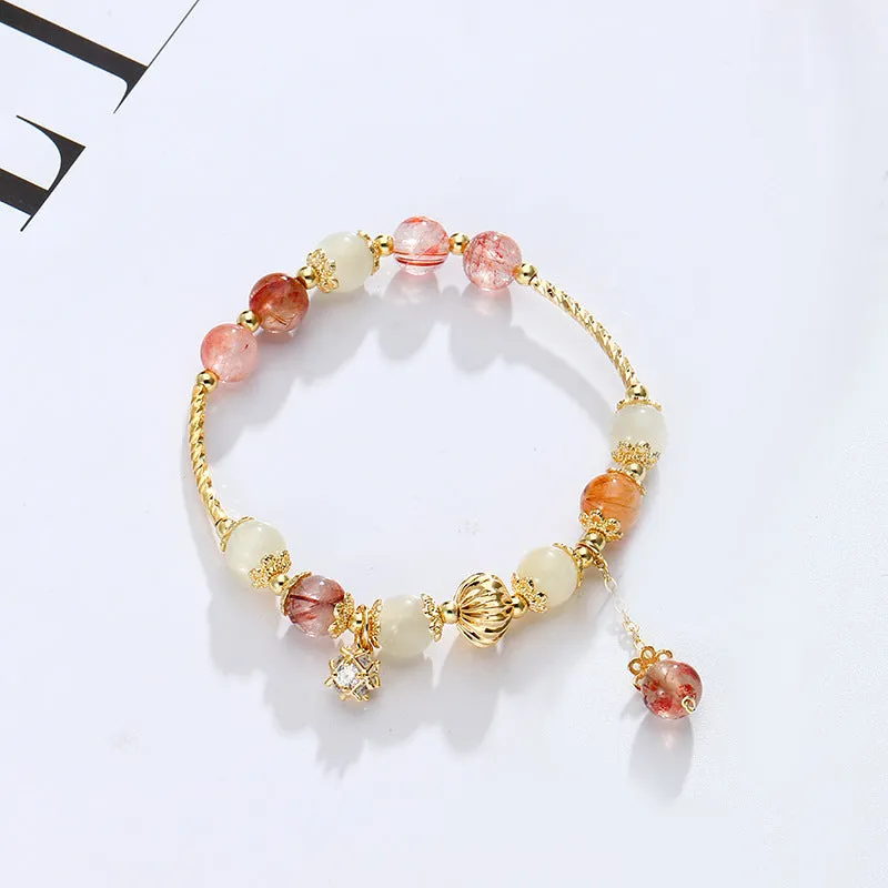 Women's natural hair crystal bracelet with copper tube and fringed zircon in flower shape colour hair crystal