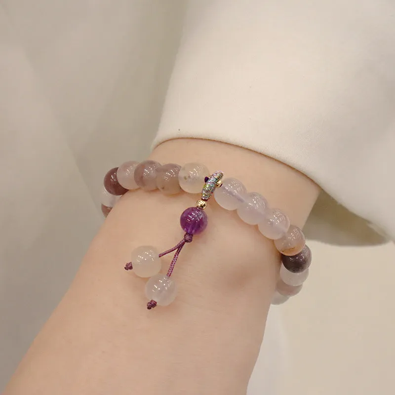 Natural Jinsi Jade violet flower bracelet with Violet Ball pendant