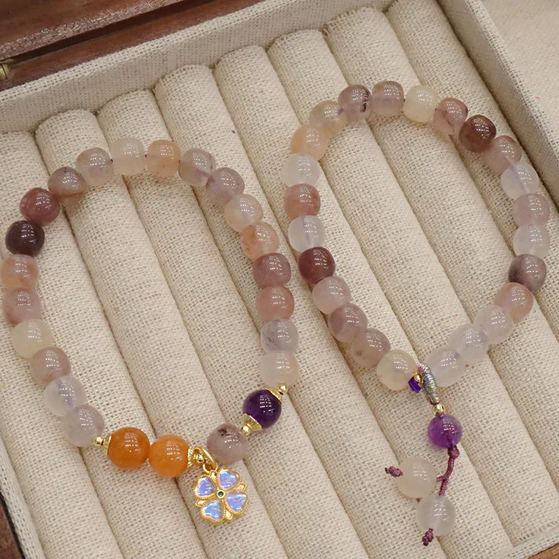 Natural Jinsi Jade violet flower bracelet with Violet Ball pendant