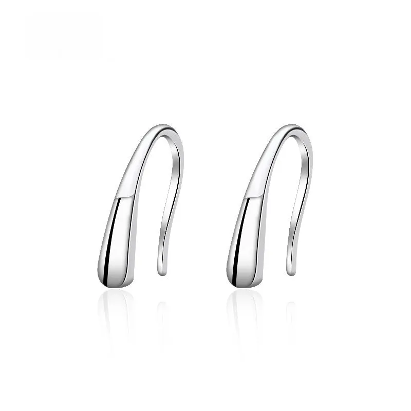 Silver water drop ear hook for women in simple cold style white gold colour