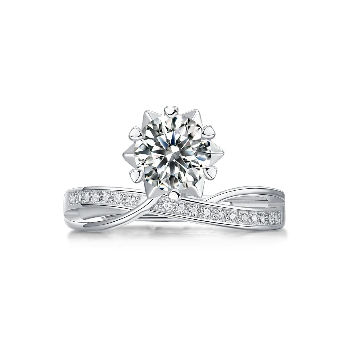 S925 silver adjustable moissanite ring with starlight snowflake design for women
