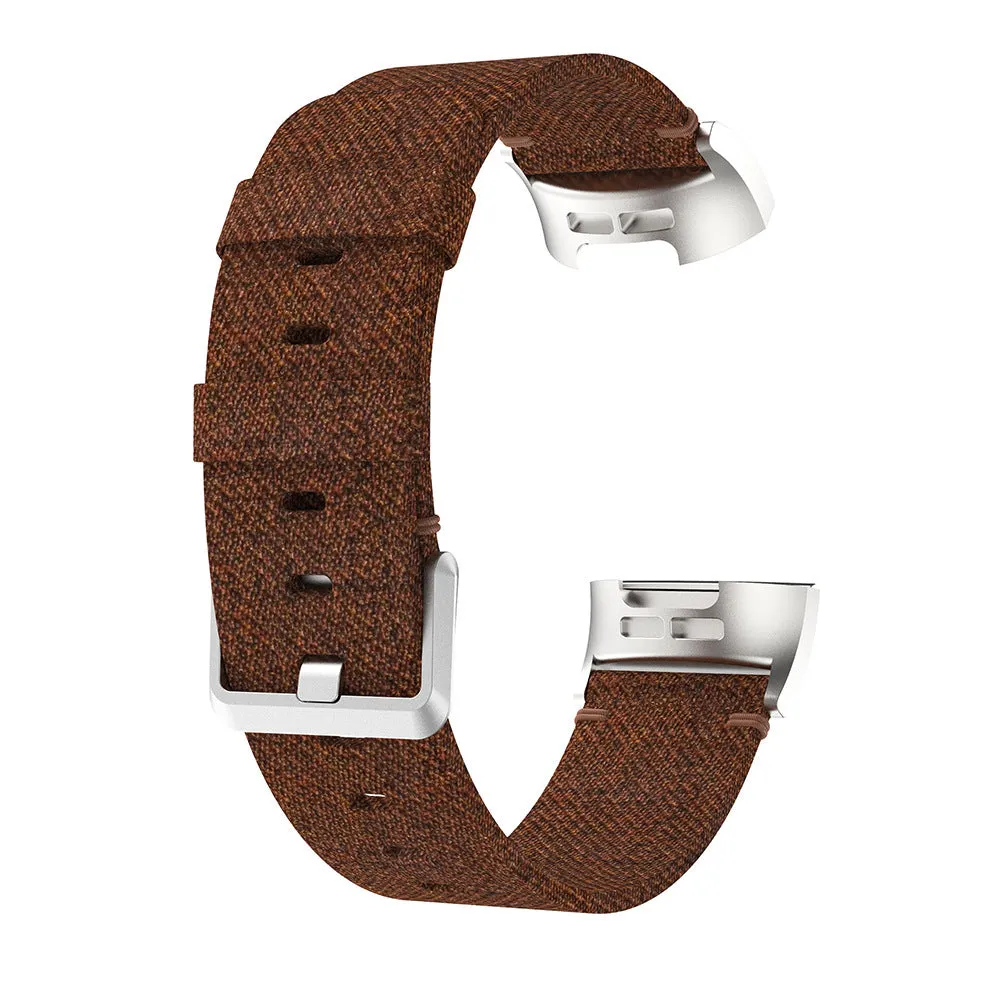Nylon canvas sports wristband for Fitbit Charge 3 in black with textured strap surface