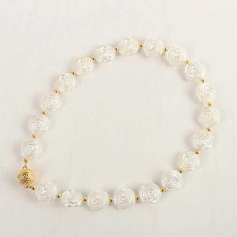 Acrylic alloy magnetic snap bracelet in shell silver finish for curtains, 40cm length, modern simplicity style