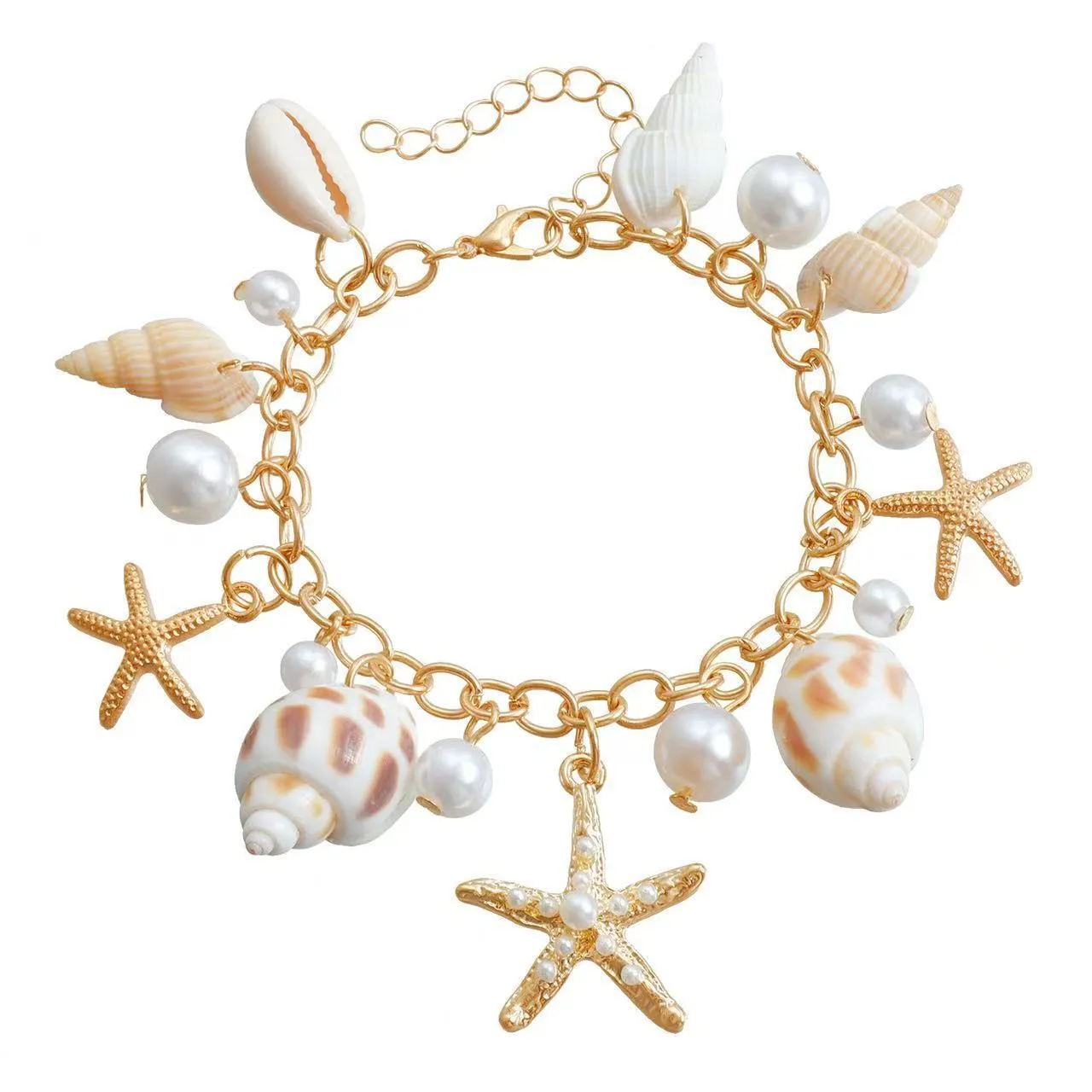 Women's summer beach waist chain and matching bracelet set with star-shaped alloy design