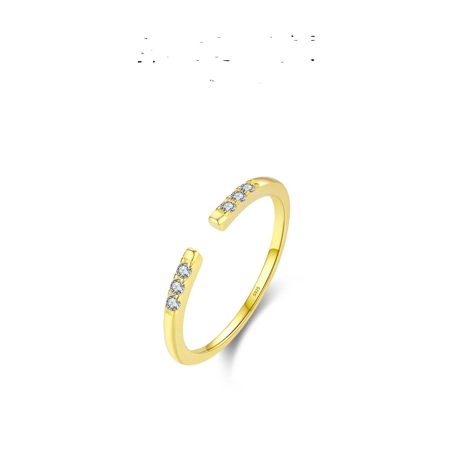 Diamond-studded silver ring with adjustable opening, geometric shape, available in gold or silver colour