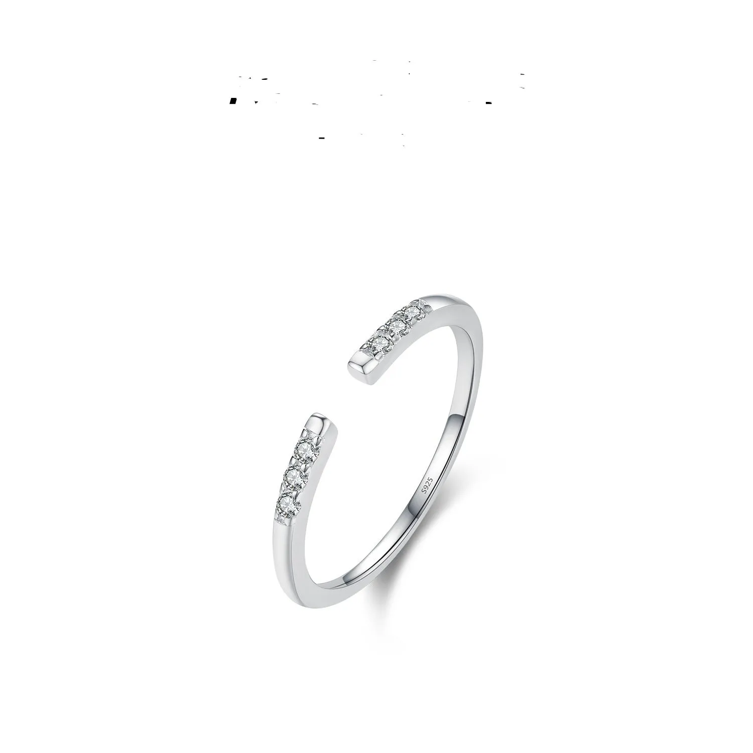 Diamond-studded silver ring with adjustable opening, geometric shape, available in gold or silver colour