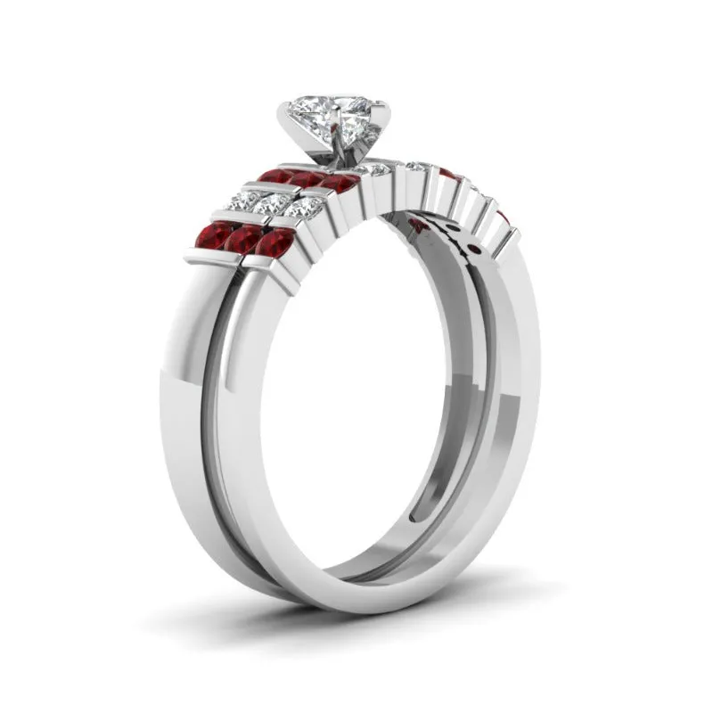 Square love heart-shaped women's ring in alloy with artificial gem inlay, silver colour option, size No 7