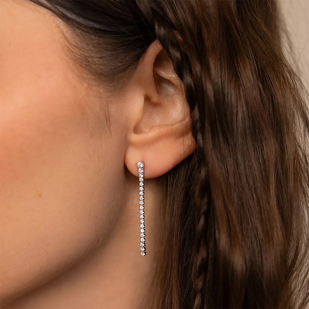 Women's geometric zircon earrings in gold or steel colour with linear Chinese design elements