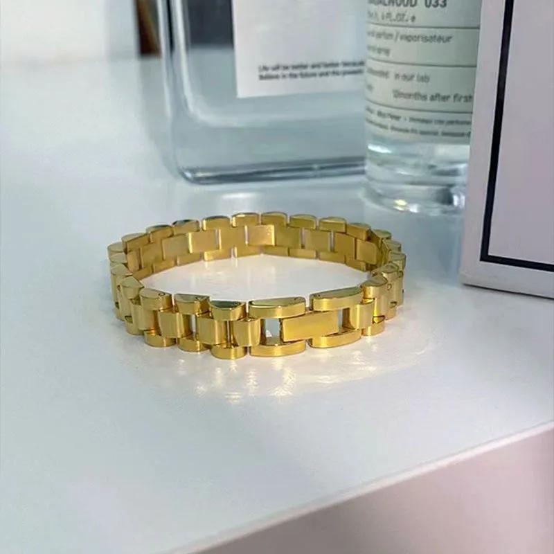 Stainless steel watch band bracelet 10mm width 22cm length electroplated finish gold colour