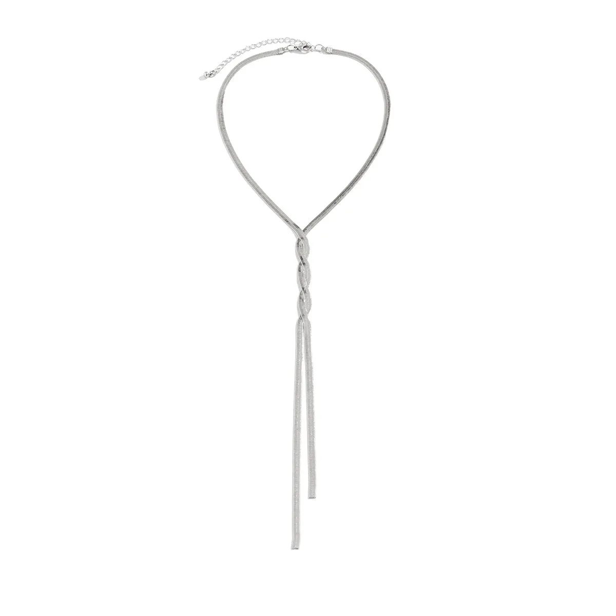 Simple long winding contrast colour necklace for women with electroplated metal snake bones chain
