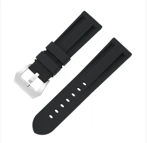20mm silicone rubber watch strap with silver buckle, available in solid and camouflage colours