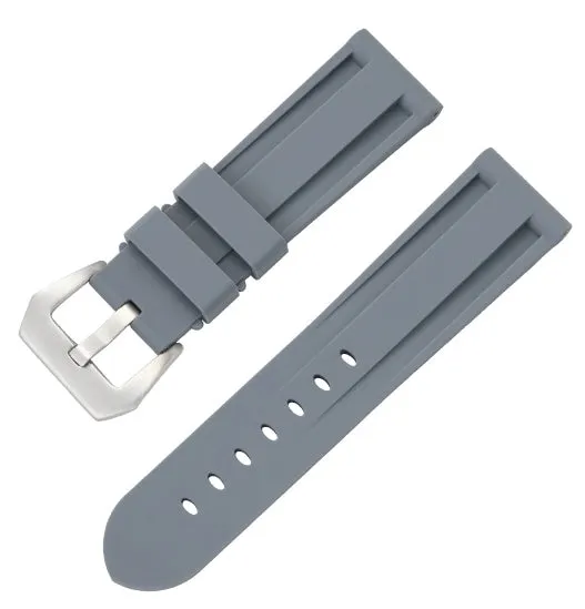 20mm silicone rubber watch strap with silver buckle, available in solid and camouflage colours