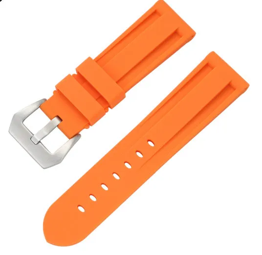 20mm silicone rubber watch strap with silver buckle, available in solid and camouflage colours