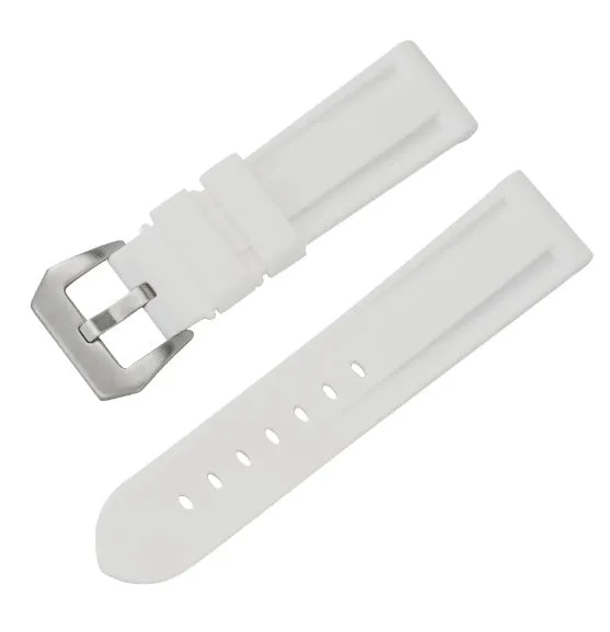 20mm silicone rubber watch strap with silver buckle, available in solid and camouflage colours