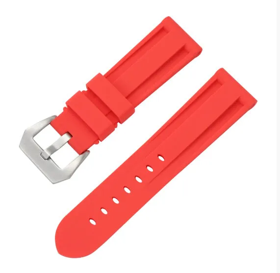 20mm silicone rubber watch strap with silver buckle, available in solid and camouflage colours