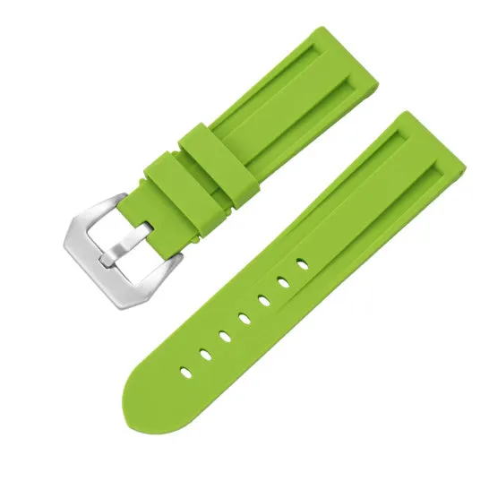 20mm silicone rubber watch strap with silver buckle, available in solid and camouflage colours