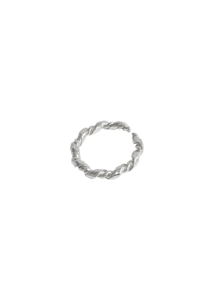 Twist cord braiding ring for women, silver-plated bow shape with cow pattern, adjustable opening
