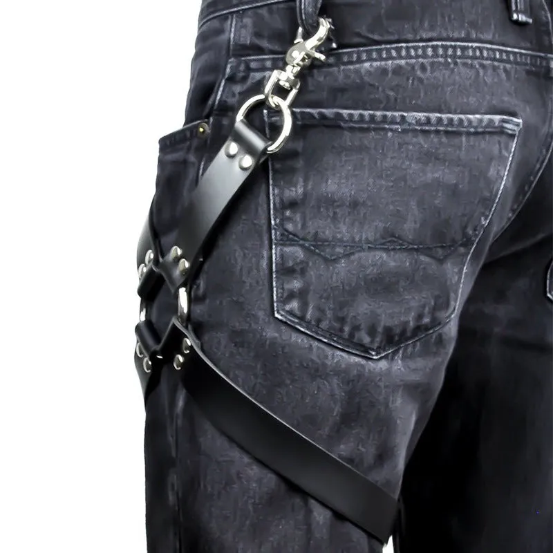 A pair of women's black leggings made from sleek PU leather.