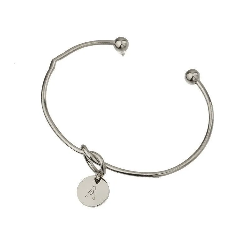 Titanium steel DIY love heart bracelet with electroplated finish showing letter wafer option