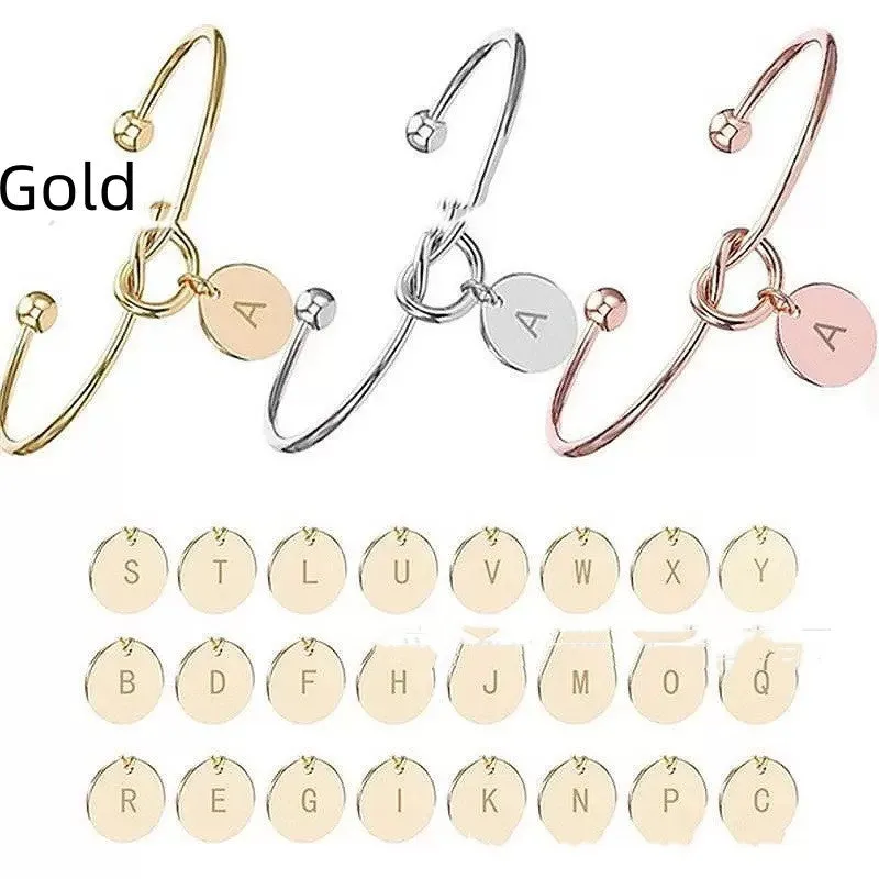 Titanium steel DIY love heart bracelet with electroplated finish showing letter wafer option