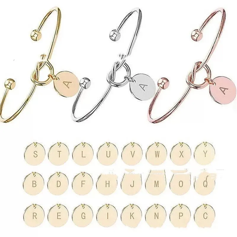 Titanium steel DIY love heart bracelet with electroplated finish showing letter wafer option