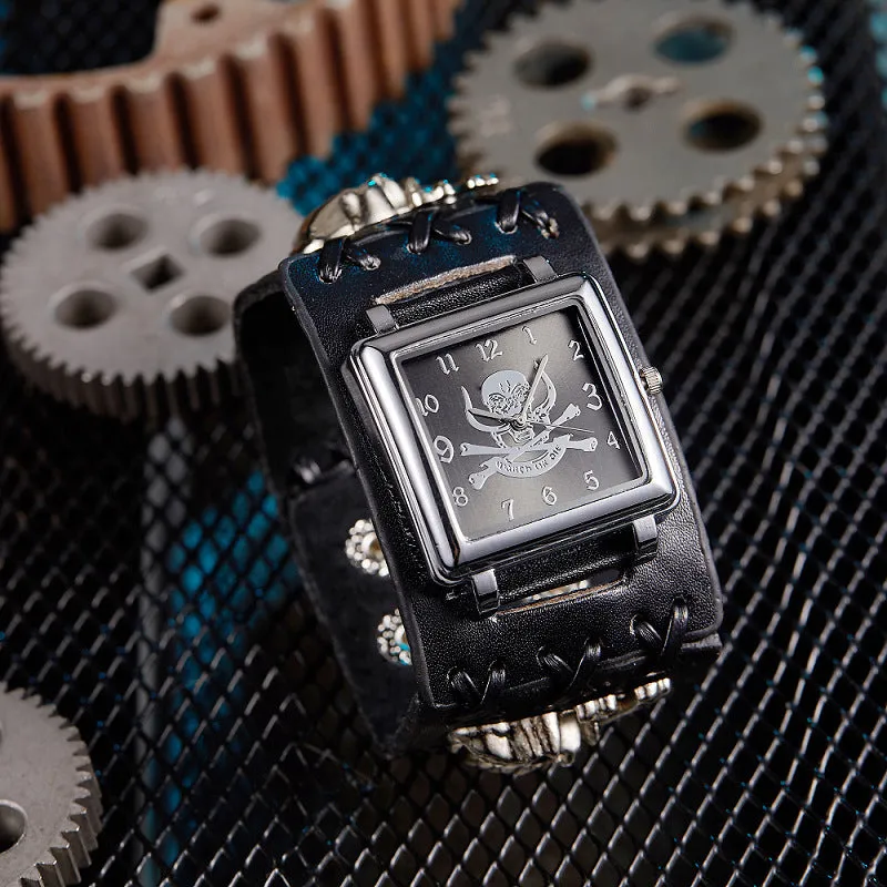 Black punk watch with scorpion design on dial, PVC case, quartz movement