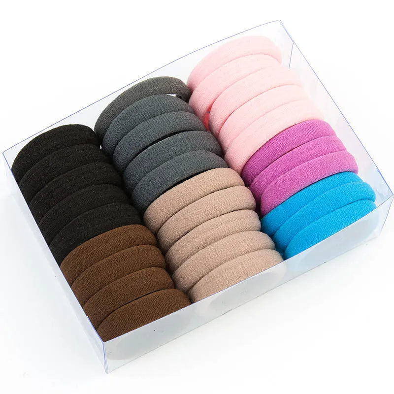 Black root towel hair rings high elastic bulk pack medium 4cm large 5.2cm black mixed colours