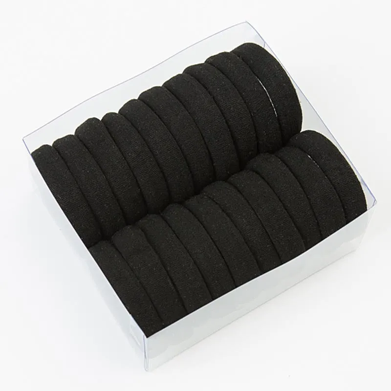 Black root towel hair rings high elastic bulk pack medium 4cm large 5.2cm black mixed colours
