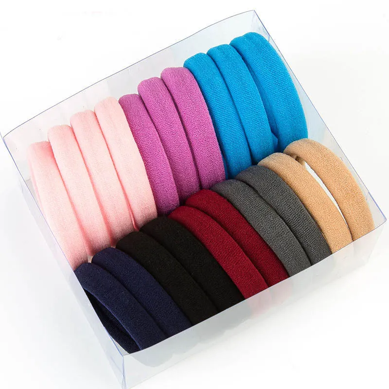 Black root towel hair rings high elastic bulk pack medium 4cm large 5.2cm black mixed colours