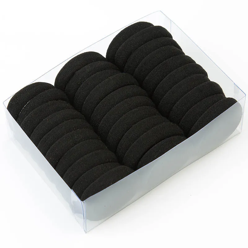Black root towel hair rings high elastic bulk pack medium 4cm large 5.2cm black mixed colours