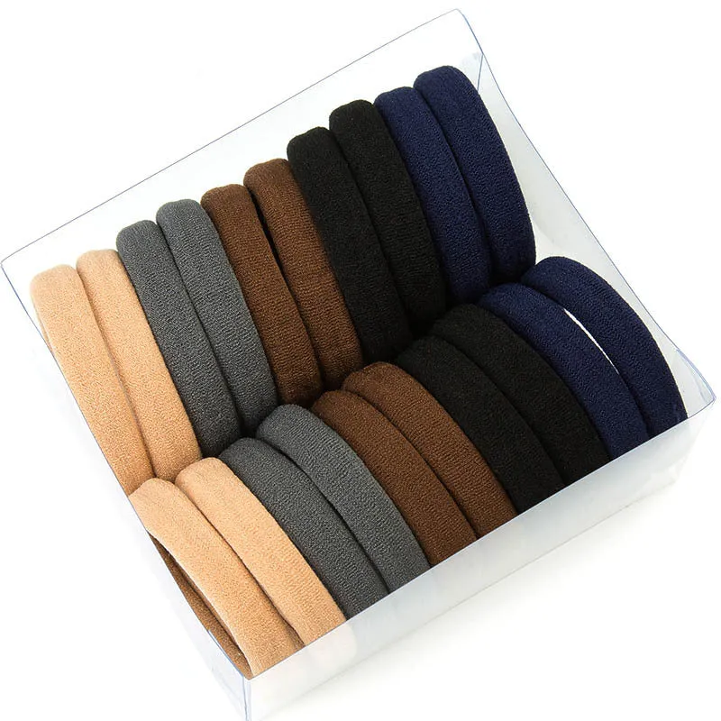 Black root towel hair rings high elastic bulk pack medium 4cm large 5.2cm black mixed colours