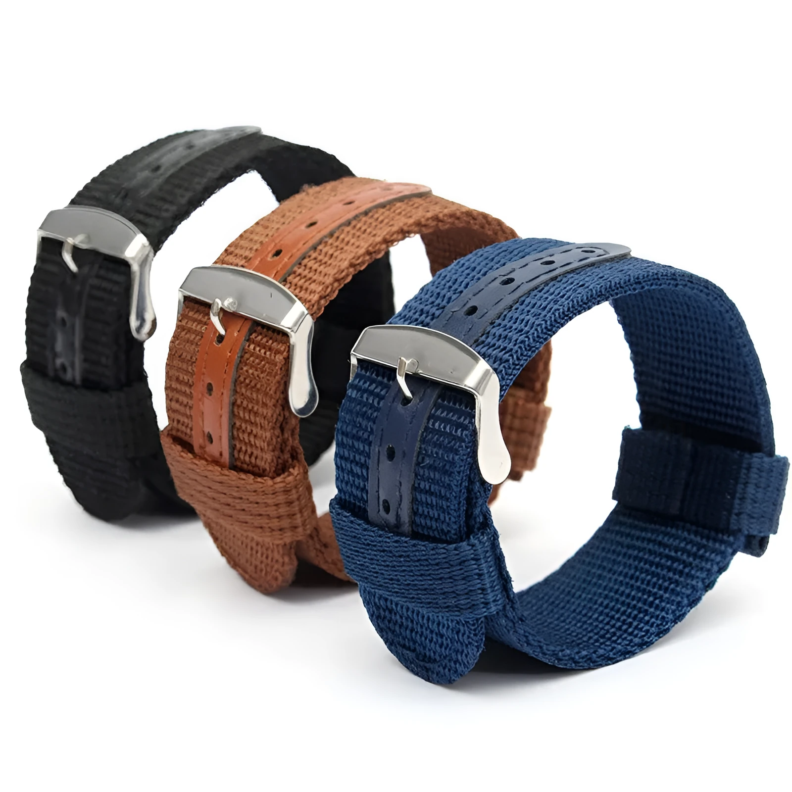 Canvas NATO watch band in black, 1.4mm thick, for outdoor sports