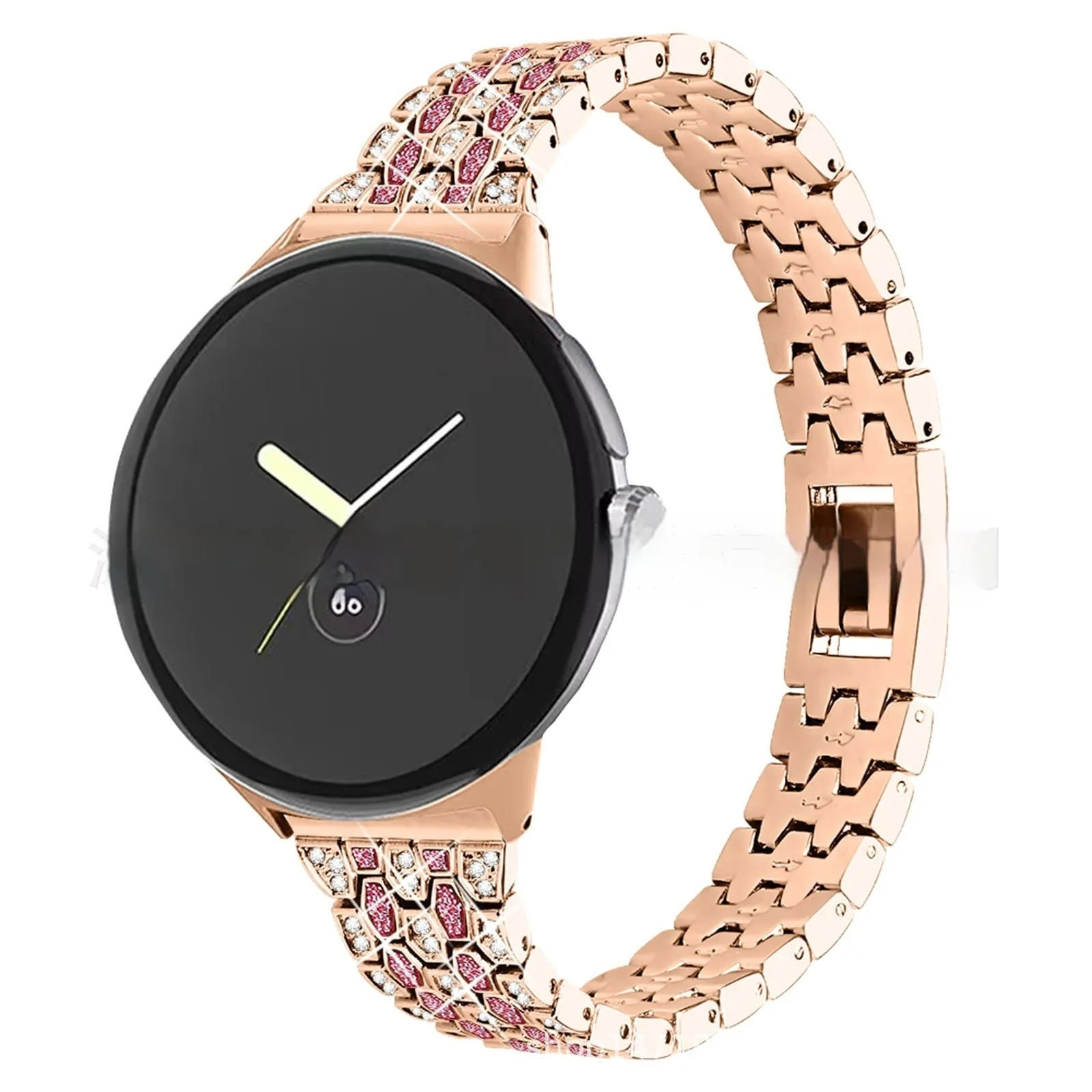 Google Five Beads Three Rows Diamond Replacement Strap for Pixel and Pixel 2, rose pink colour