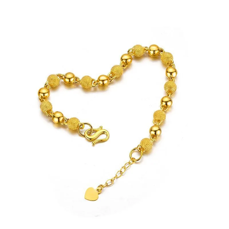 Solid light sand beads all-match bracelet in antique style with chain design on alloy