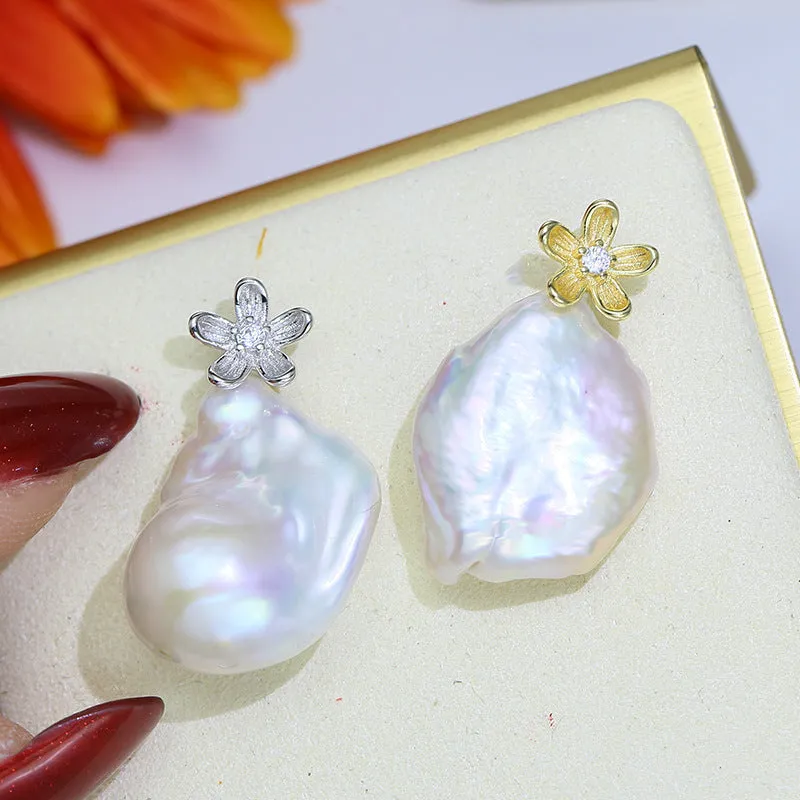Sterling silver pearl empty holder pendant for water drop and Baroque pearls, silver colour