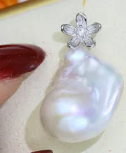 Sterling silver pearl empty holder pendant for water drop and Baroque pearls, silver colour
