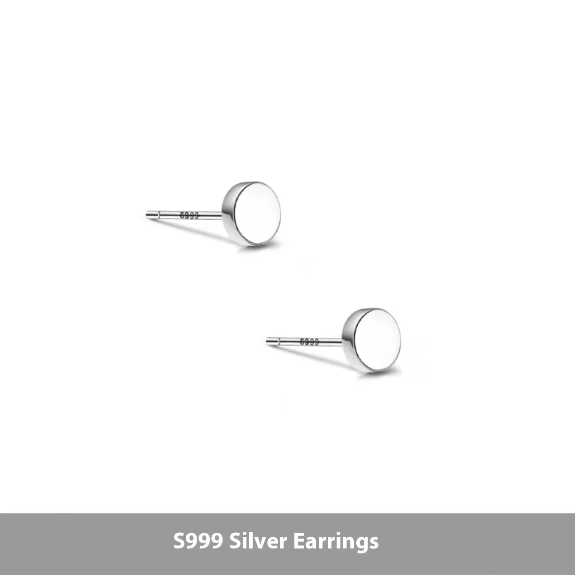 S999 sterling silver flat ear bone studs in geometric round design