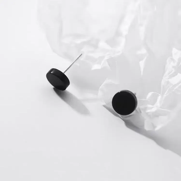 S999 sterling silver flat ear bone studs in geometric round design