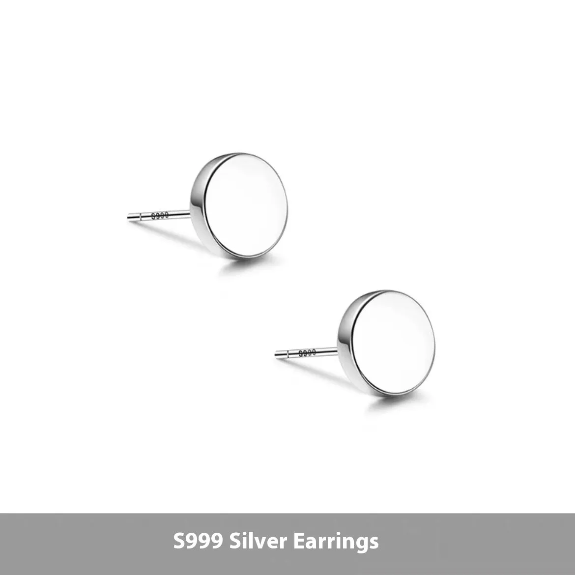 S999 sterling silver flat ear bone studs in geometric round design
