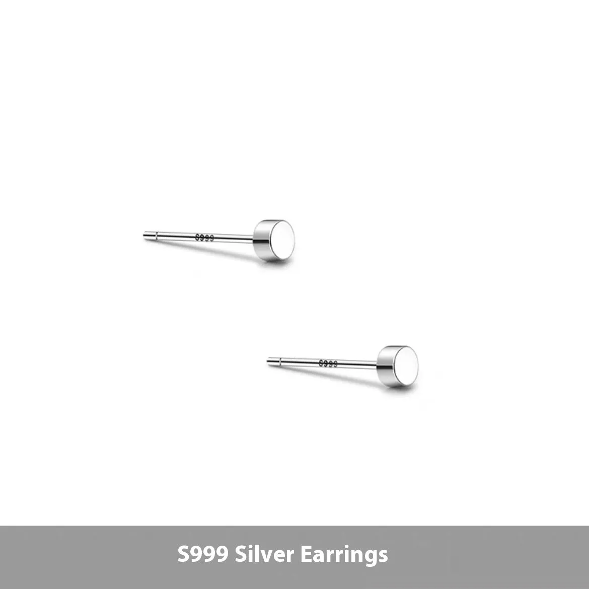 S999 sterling silver flat ear bone studs in geometric round design