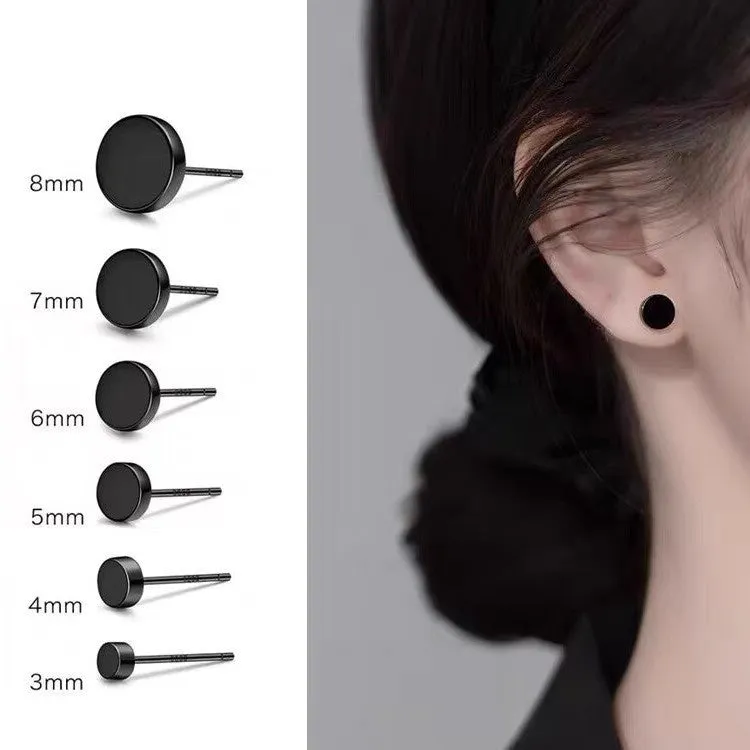 S999 sterling silver flat ear bone studs in geometric round design