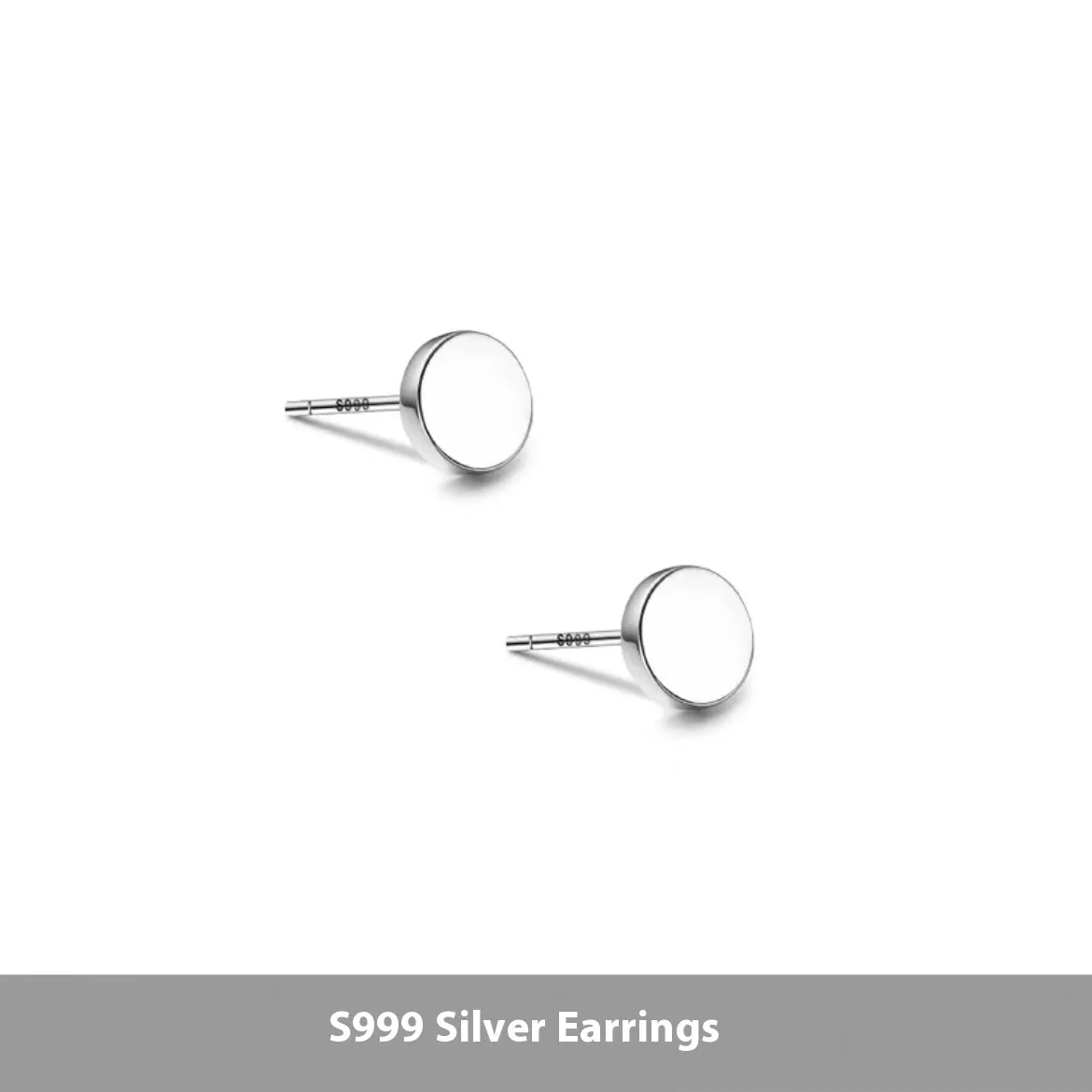S999 sterling silver flat ear bone studs in geometric round design