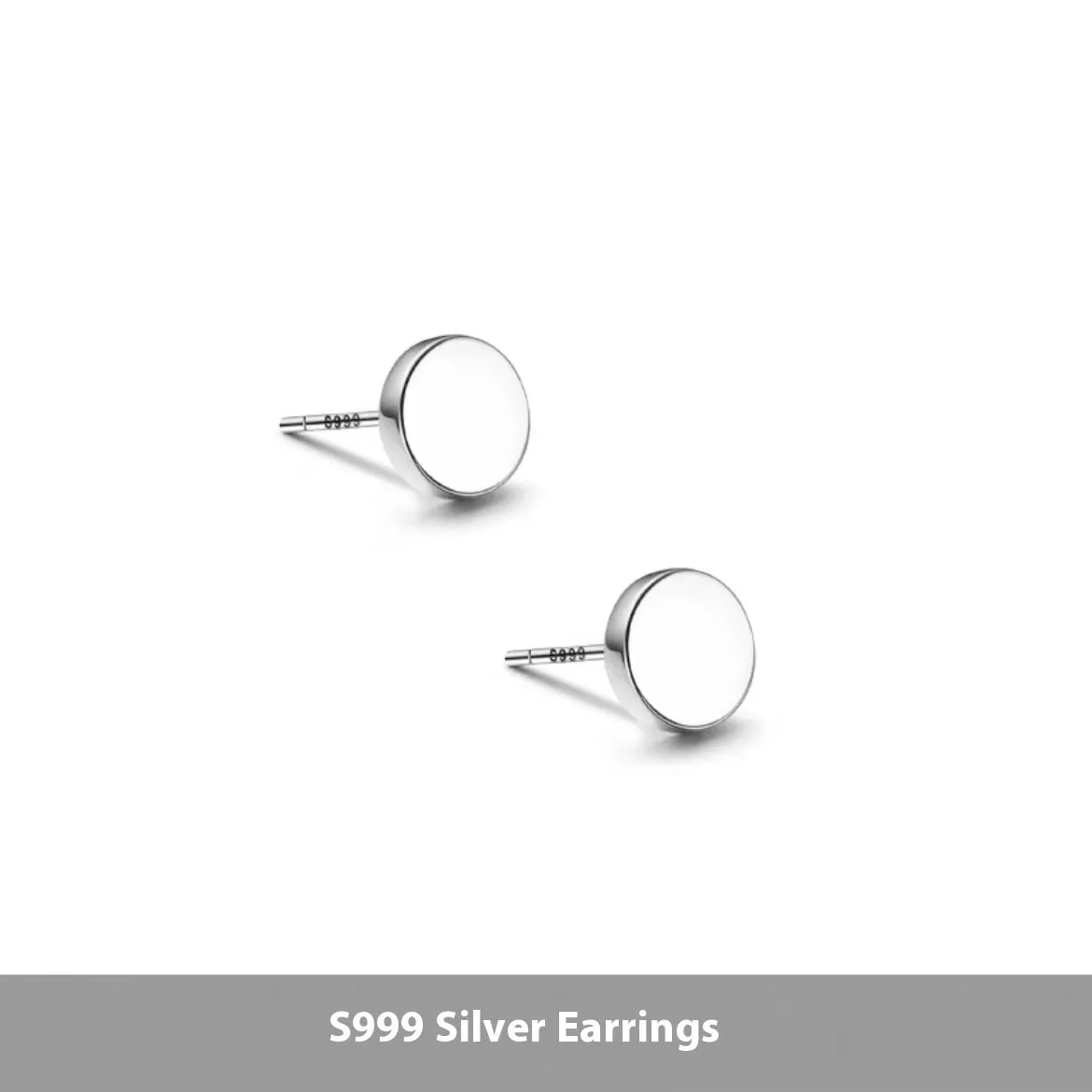 S999 sterling silver flat ear bone studs in geometric round design