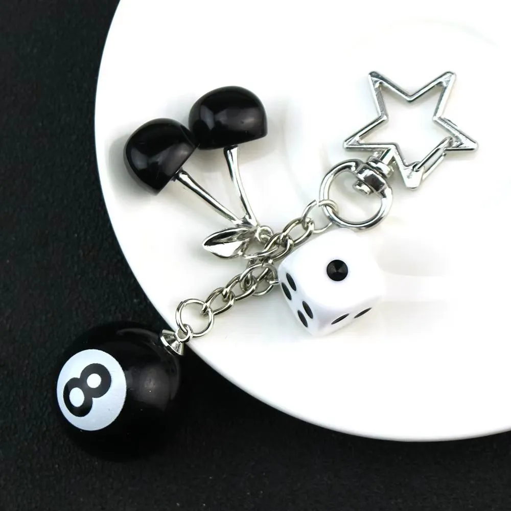 Creative cherry table tennis pendant keychain in plastic resin with alloy ring, sweet cool style