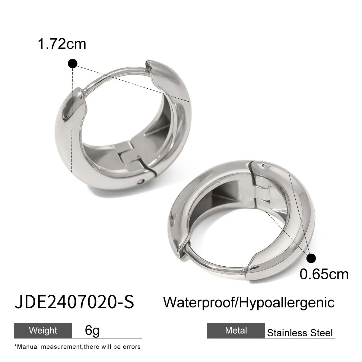 Women's geometric circle earrings in stainless steel with electroplated finish, one colour variant