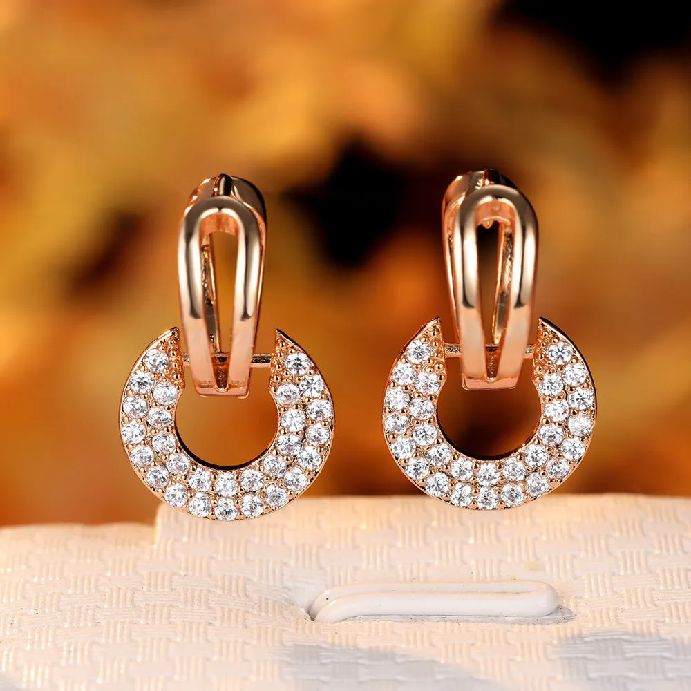 Fashion zircon earrings simple all-match women geometric copper gold platinum rose gold