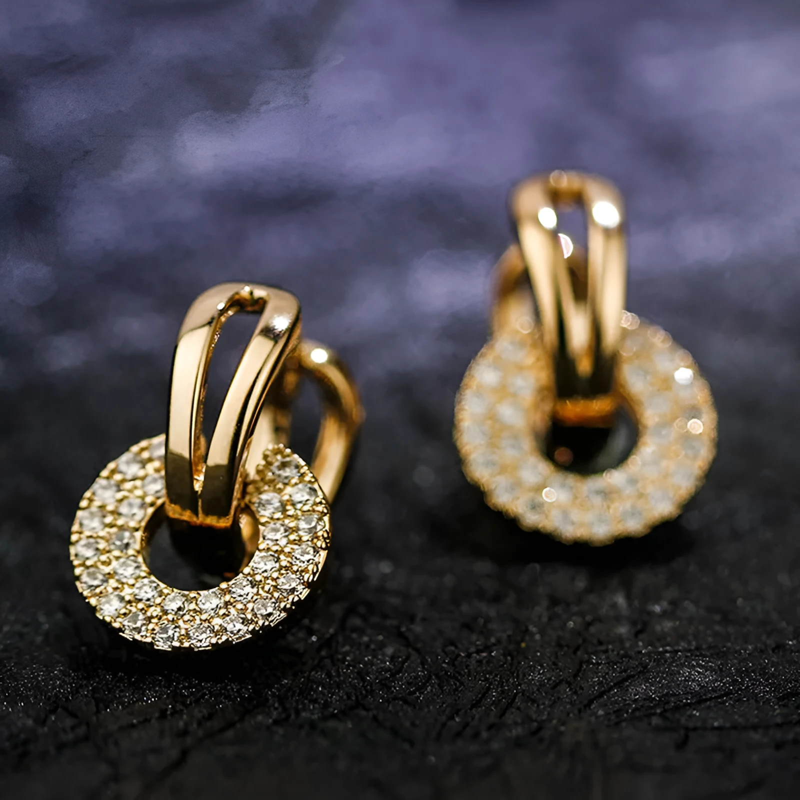 Fashion zircon earrings simple all-match women geometric copper gold platinum rose gold